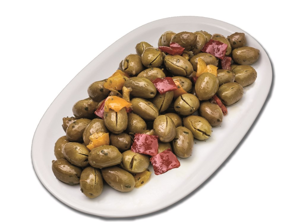 olive verdi greche shiacciate condite dolci